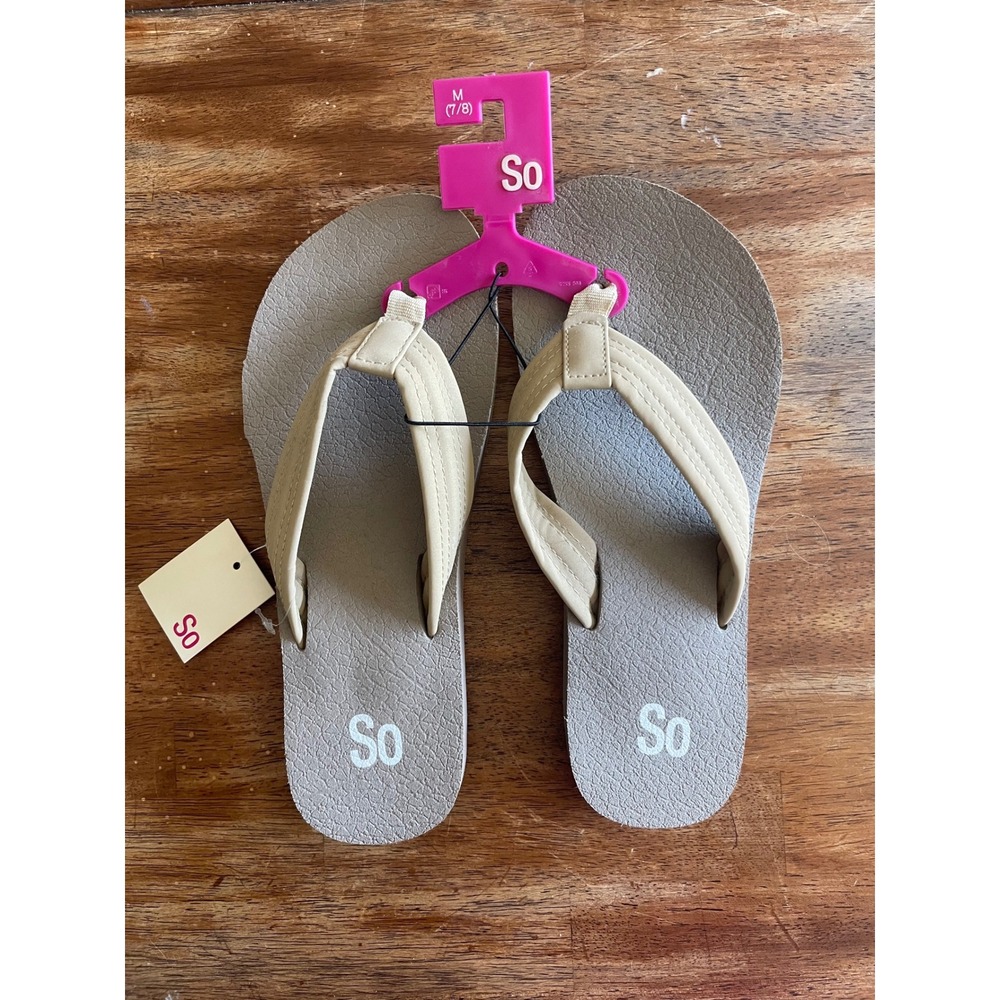 SO Gorgeous Tan Thong Flip Flop Sandals Womens Size Medium 7-8 NWT GORGEOUS-TAN